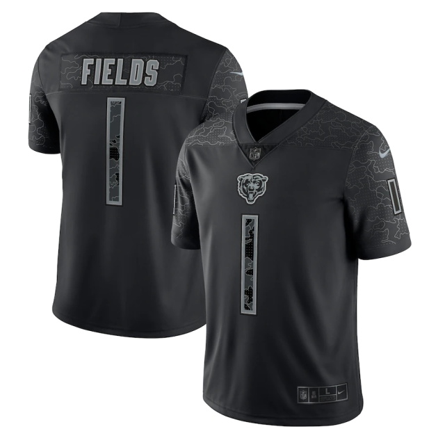 mens nike justin fields black chicago bears rflctv limited jersey